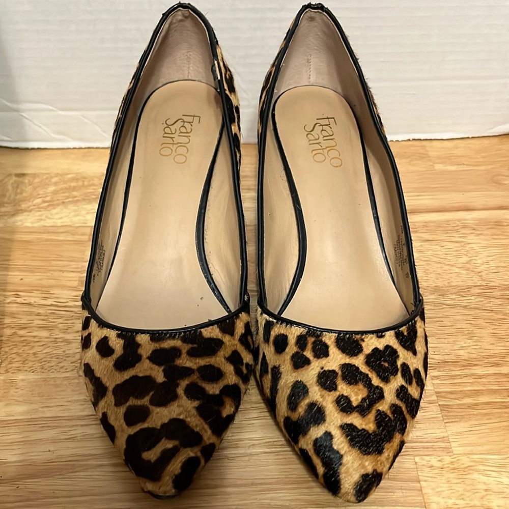 Franco Sarto size 10 wedge heel leopard print shoes. Gently worn